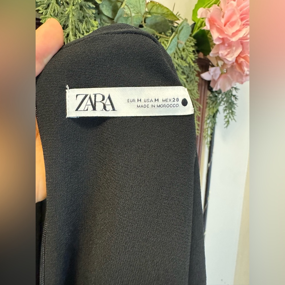 Zara Black Draped Cowl-Neck Blouse - Picture 2 of 7